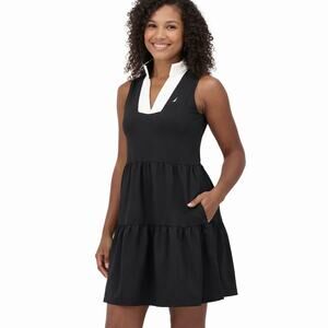 NWT Nautica Jeans Tiered Ruffle Dress Black XS